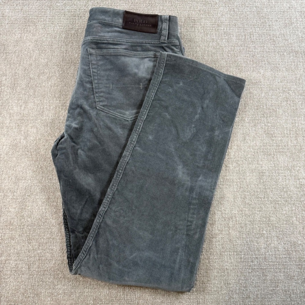 Polo Ralph Lauren Mens Grey Stretch Straight Fit Corduroy Pants 34x32 Trousers